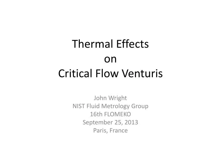 thermal effects on critical flow venturis