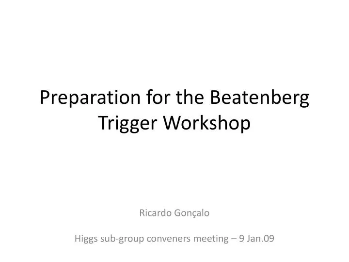 preparation for the beatenberg trigger workshop