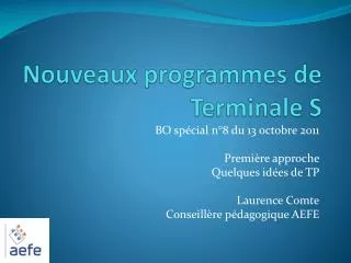 nouveaux programmes de terminale s