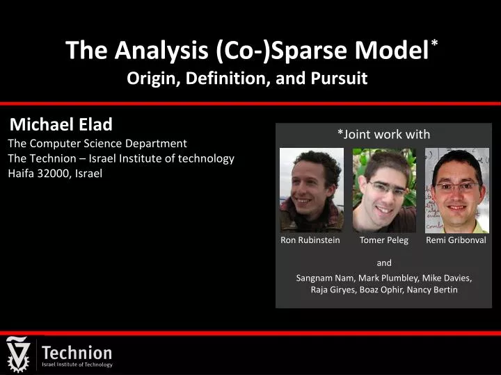the analysis co sparse model origin definition and pursuit