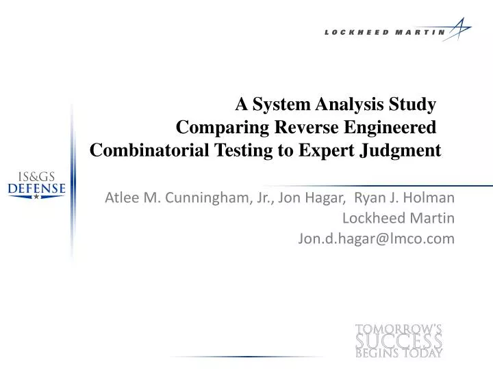 a system analysis study comparing reverse engineered combinatorial testing to expert judgment