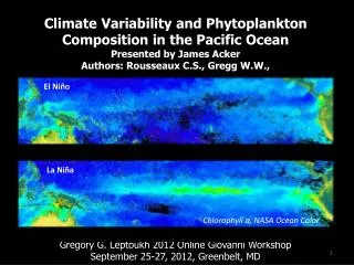 Climate Variability and Phytoplankton Composition in the Pacific Ocean Presented by James Acker
