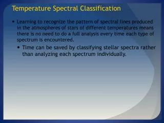Temperature Spectral Classification