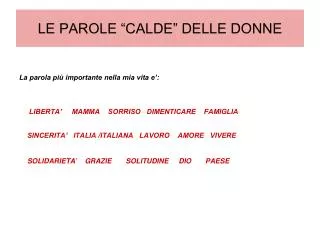 le parole calde delle donne