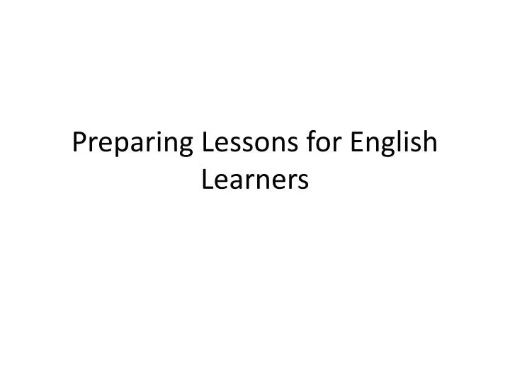 preparing lessons for english learners