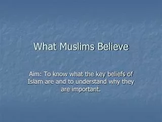 What Muslims Believe