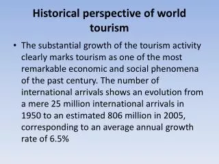 Historical perspective of world tourism