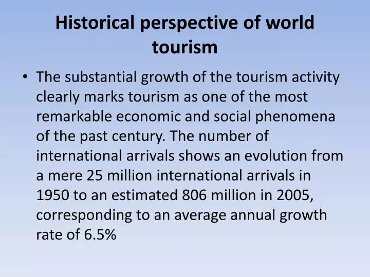 historical perspective of world tourism