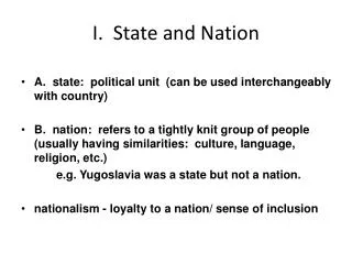 I. State and Nation