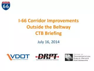 I-66 Corridor Improvements Outside the Beltway CTB Briefing