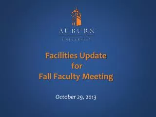 Facilities Update for Fall Faculty Meeting