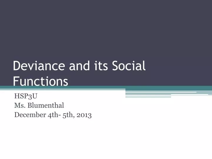 deviance and its social functions