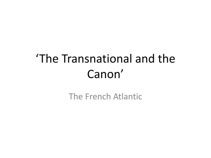 the transnational and the canon