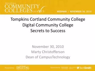 Tompkins Cortland Community College Digital Community College Secrets to Success