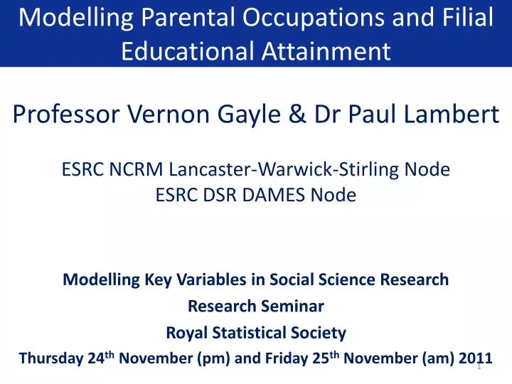 modelling parental occupations and filial educational attainment