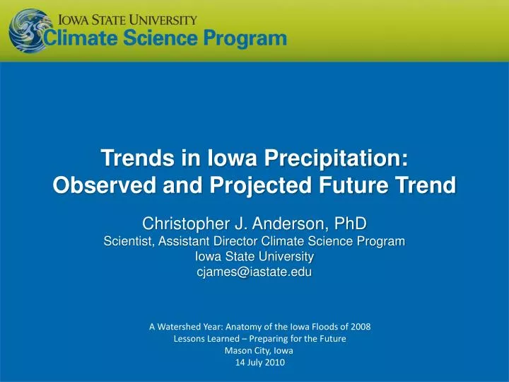 trends in iowa precipitation observed and projected future trend