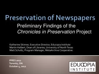 Preservation of Newspapers