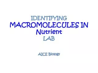 IDENTIFYING MACROMOLECULES IN Nutrient LAB