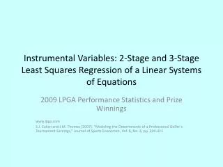 2009 LPGA Performance Statistics and Prize Winnings lpga