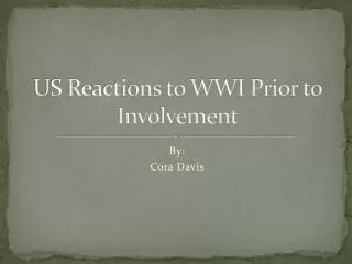 US Reactions to WWI Prior to Involvement
