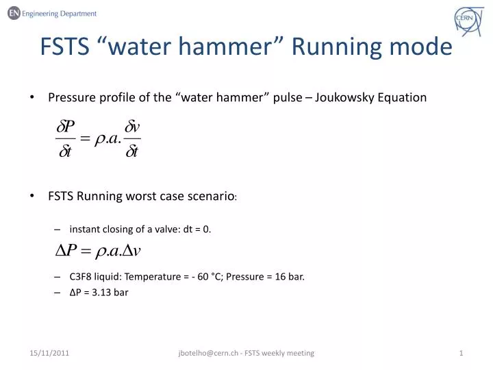 fsts water hammer running mode