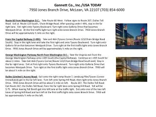 Gannett Co., Inc./USA TODAY 7950 Jones Branch Drive, McLean, VA 22107 (703) 854-6000