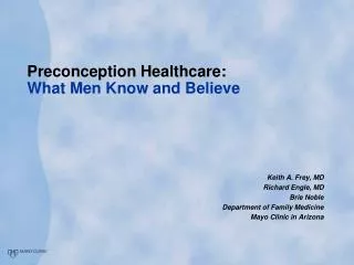 Preconception Healthcare: What Men Know and Believe