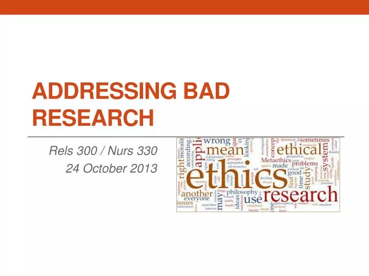 addressing bad research