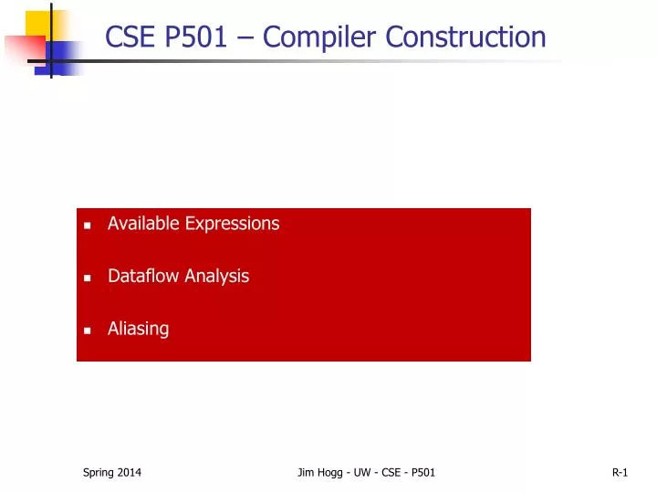 cse p501 compiler construction