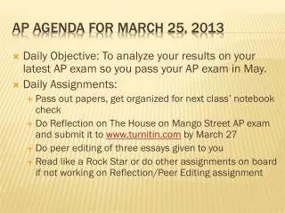 AP Agenda for march 25, 2013