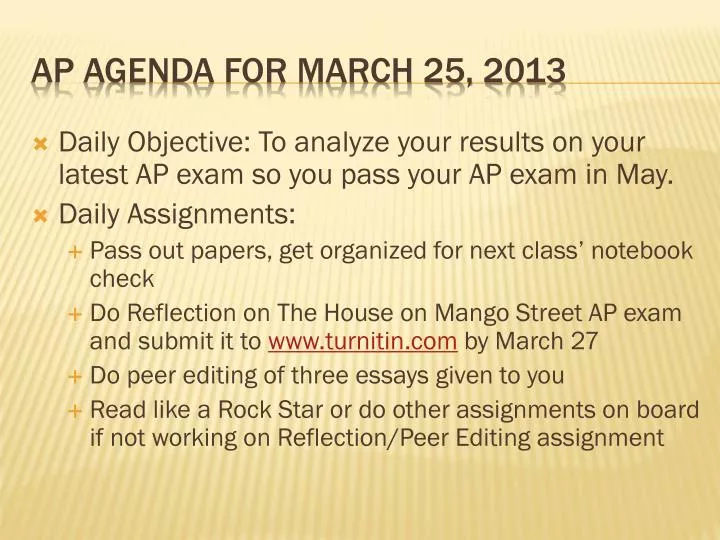 ap agenda for march 25 2013