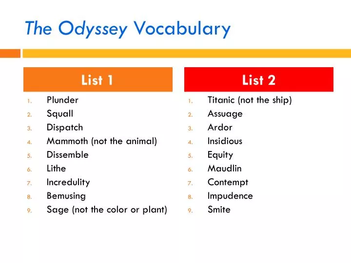the odyssey vocabulary