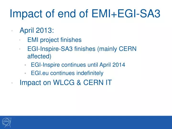impact of end of emi egi sa3