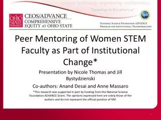 Peer Mentoring of Women STEM Faculty as Part of Institutional Change*