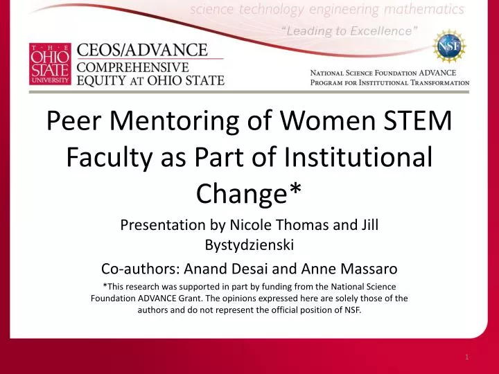 peer mentoring of women stem faculty as part of institutional change