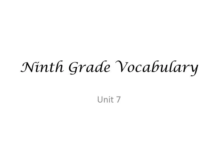 ninth grade vocabulary