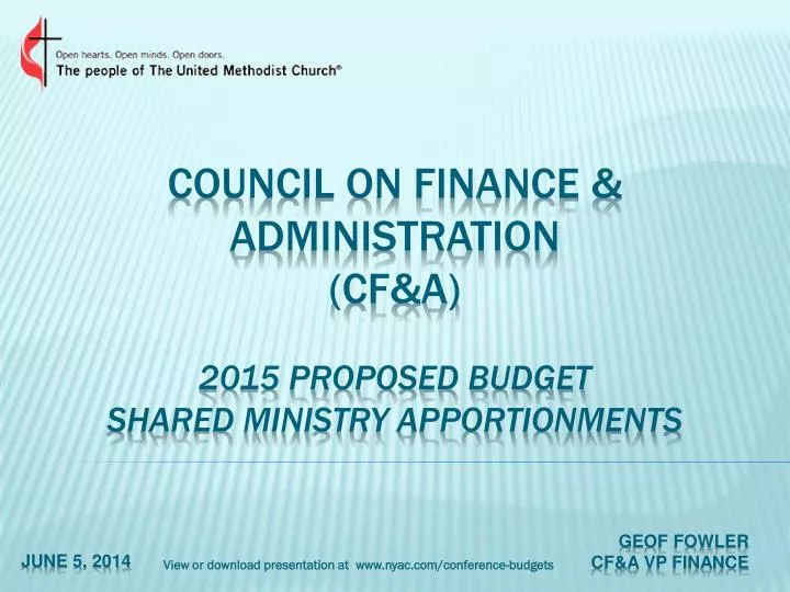 council on finance administration cf a 2015 proposed budget shared ministry apportionments