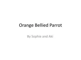 Orange Bellied Parrot