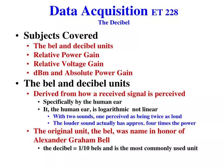 data acquisition et 228 the decibel
