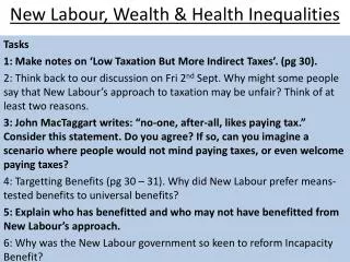 New Labour, Wealth &amp; Health Inequalities