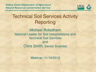 Technical Soil Services Activity Reporting Michael Robotham