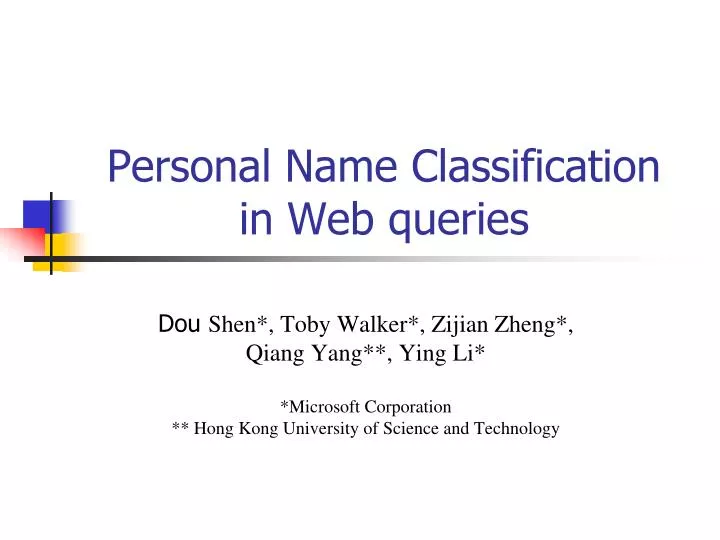 personal name classification in web queries