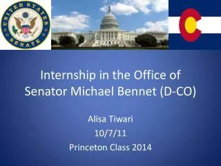 Internship in the Office of Senator Michael Bennet (D-CO)