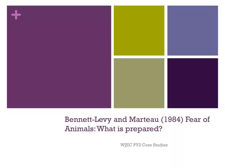 bennett levy and marteau 1984 fear of animals what is prepared