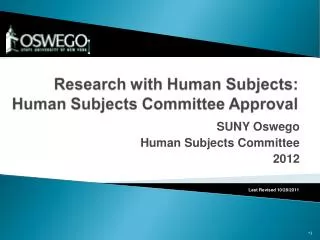 SUNY Oswego Human Subjects Committee 2012