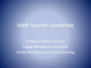 Math Teacher Leadership