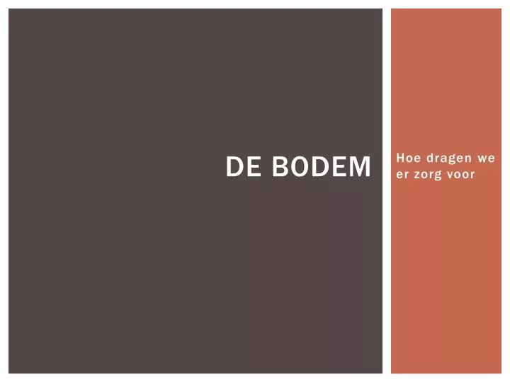 de bodem