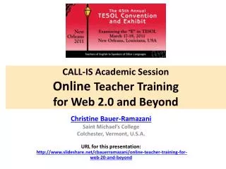 CALL-IS Academic Session Online Teacher Training for Web 2.0 and Beyond