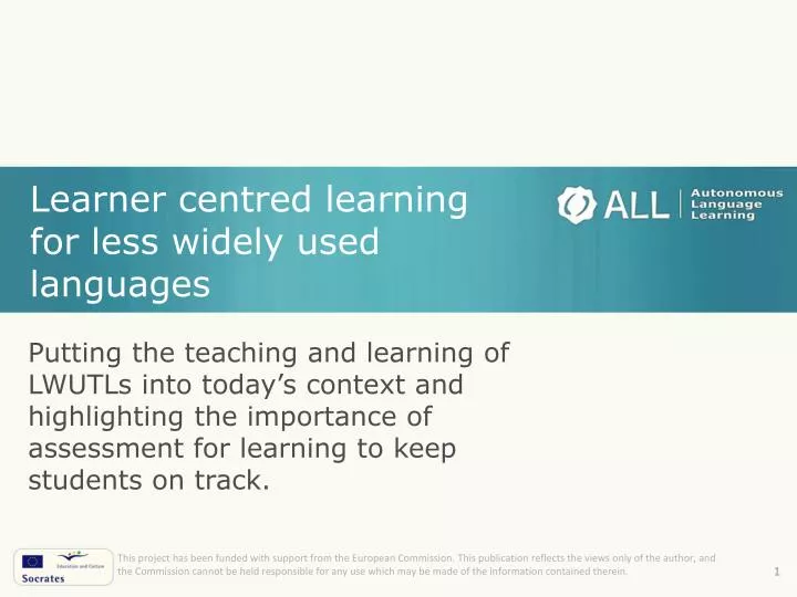 learner centred learning for less widely used languages