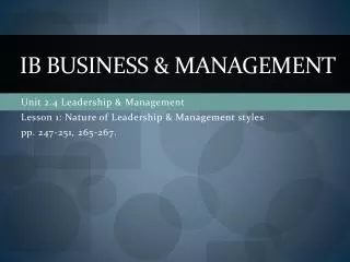 IB BUSINESS &amp; management